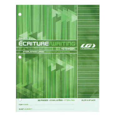CAHIER CANADA INTERLIGNÉ LG VERT - PAPETERIE - Les importations Geocan inc
