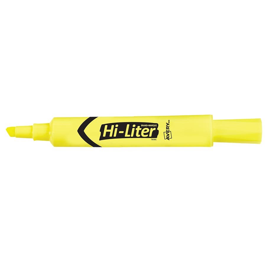 SURLIGNEUR HI-LITER JAUNE FLUO - INSTRUMENTS D'ECRITURE - avery