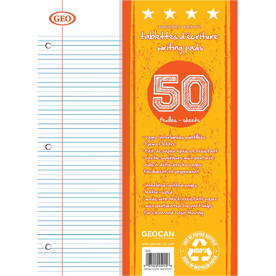 TABLETTE INT./ POINT. 8.5X11 - PAPETERIE - GEOCAN