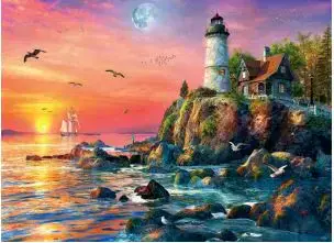 Ravensburge - Phare au coucher du soleil - 500 PIÈCES - RAVENSBURGER