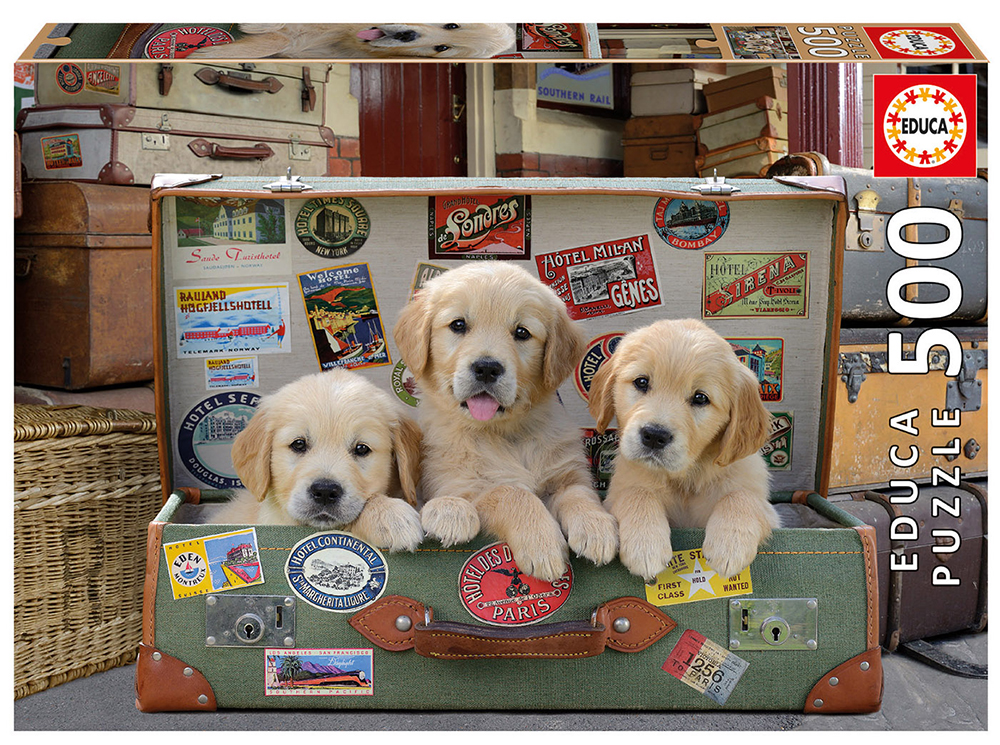 Educa - Des chiots dans les bagages, 500 - CASSE-TÊTE ADULTES - educa