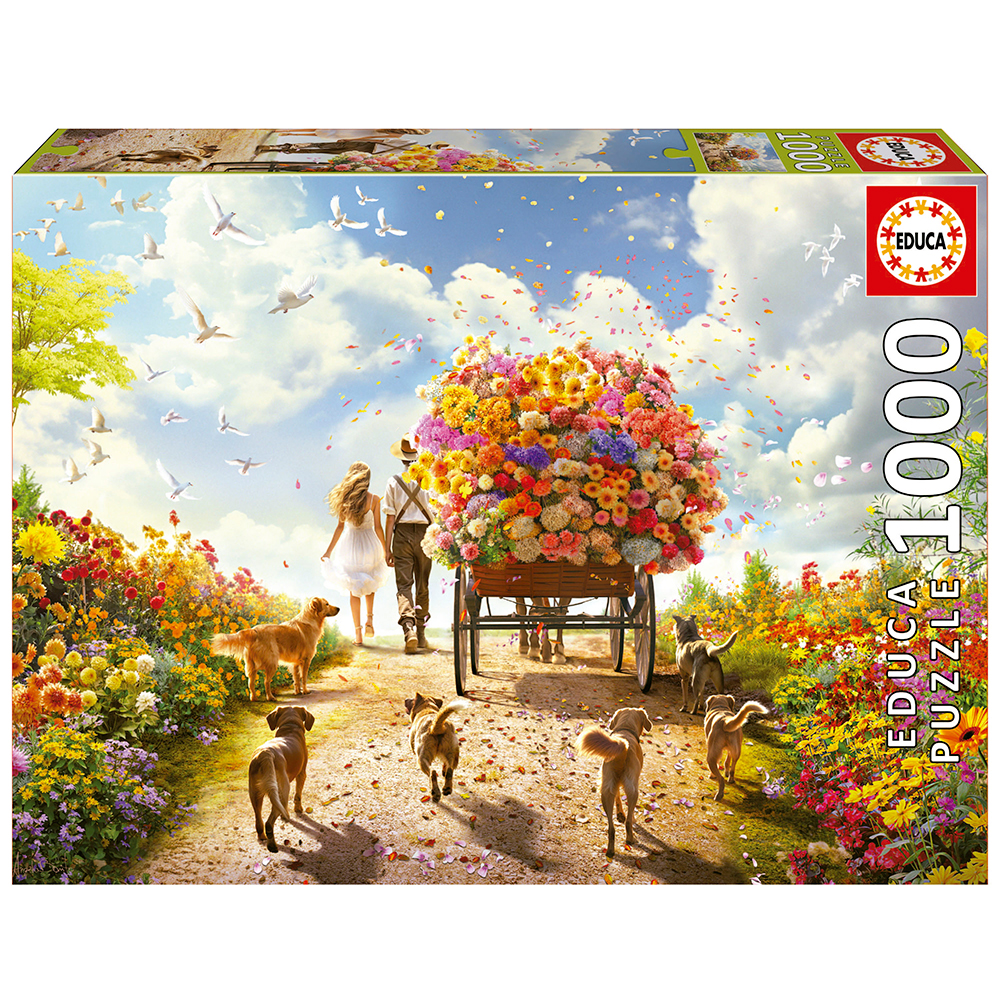Educa, Chariot de fleurs, 1000 pièces - 1000 PIÈCES - educa