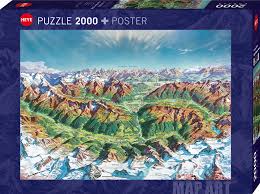 Heye - Map Art alpine Mountain Map, 2000 - 2000 PIÈCES ET PLUS - HEYE