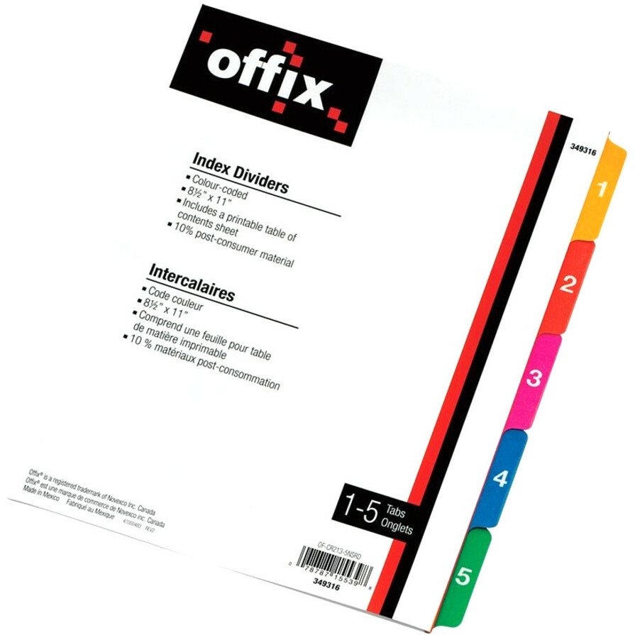 INTERCALAIRE 1 A 5 LETTRE - RELIURES & PRESENTATION - MICROSOFT