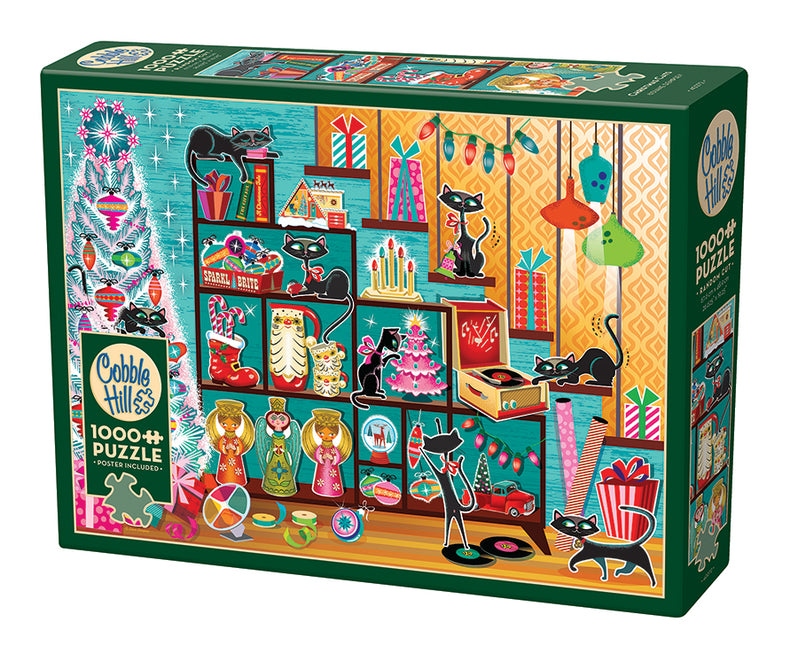 Cobble Hill - Christmas Cats, 1000 pces - 1000 PIÈCES - COBBLE HILL