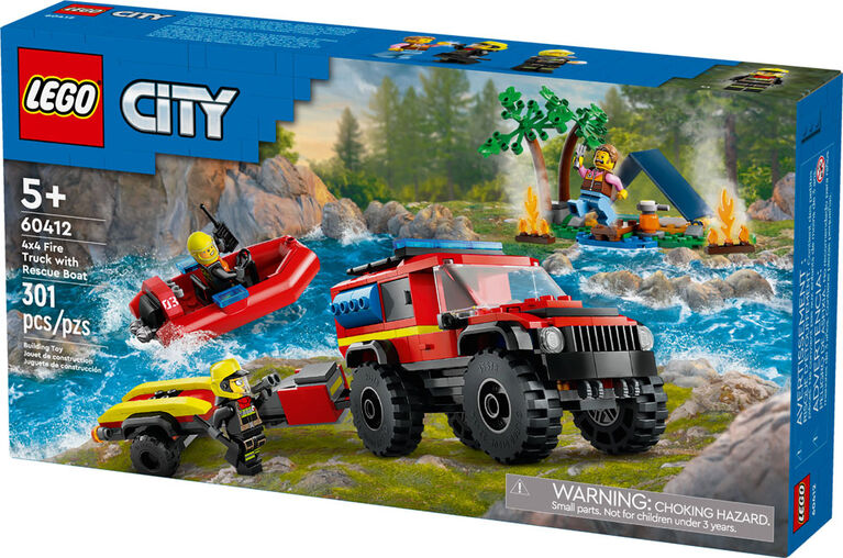 City - Camion de pompier 4x4 avec bateau - CONSTRUCTION - LEGO