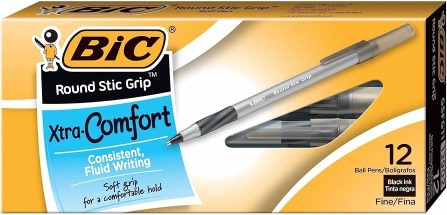 STYLOS BILLE ROUND STIC GRIP NOIR FIN - INSTRUMENTS D'ECRITURE - BIC
