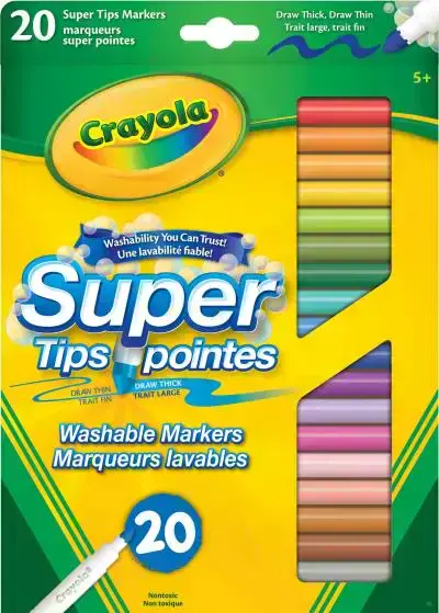 MARQUEURS LAVABLES SUPER POINTE ( 20 ) - 22 - CRAYOLA