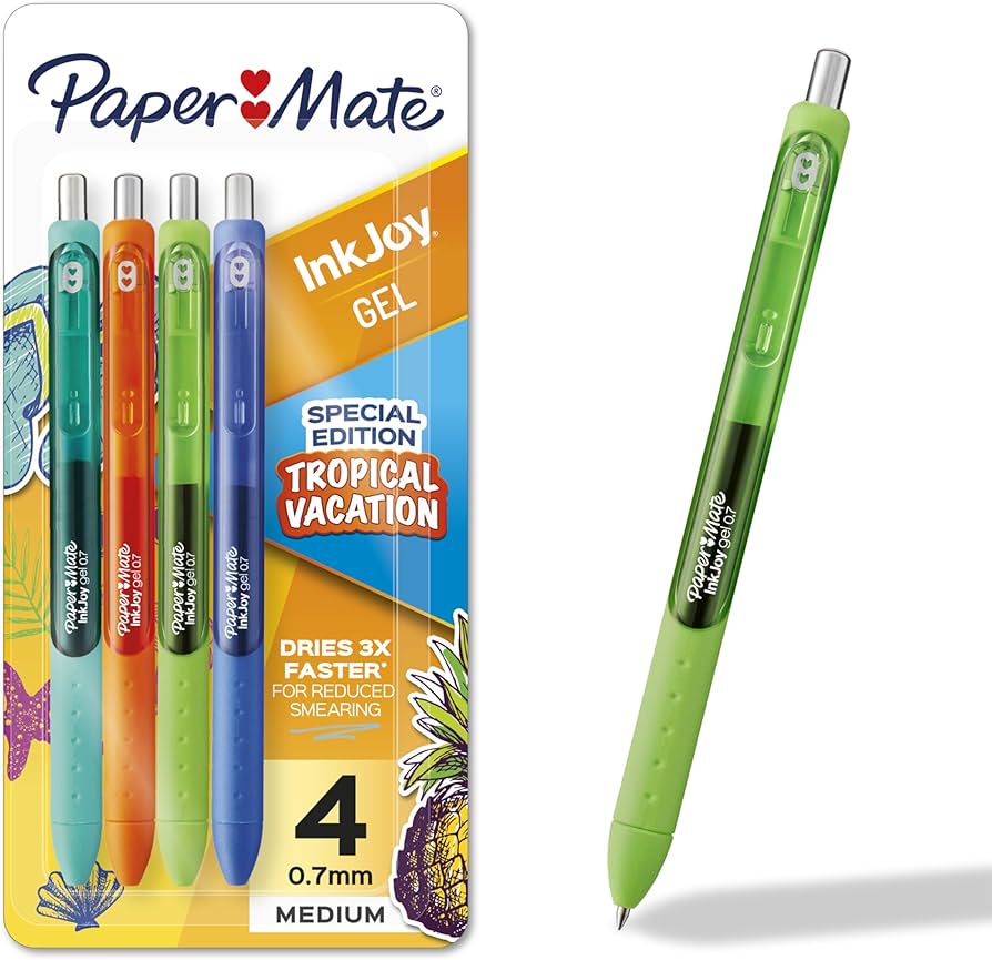 Stylos Inkjoy 0.7mm pqt. de 4 tropical - INSTRUMENTS D'ECRITURE - PAPERMATE