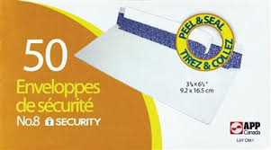 ENVELOPPE SECURITE # 8 - PAPETERIE - APP