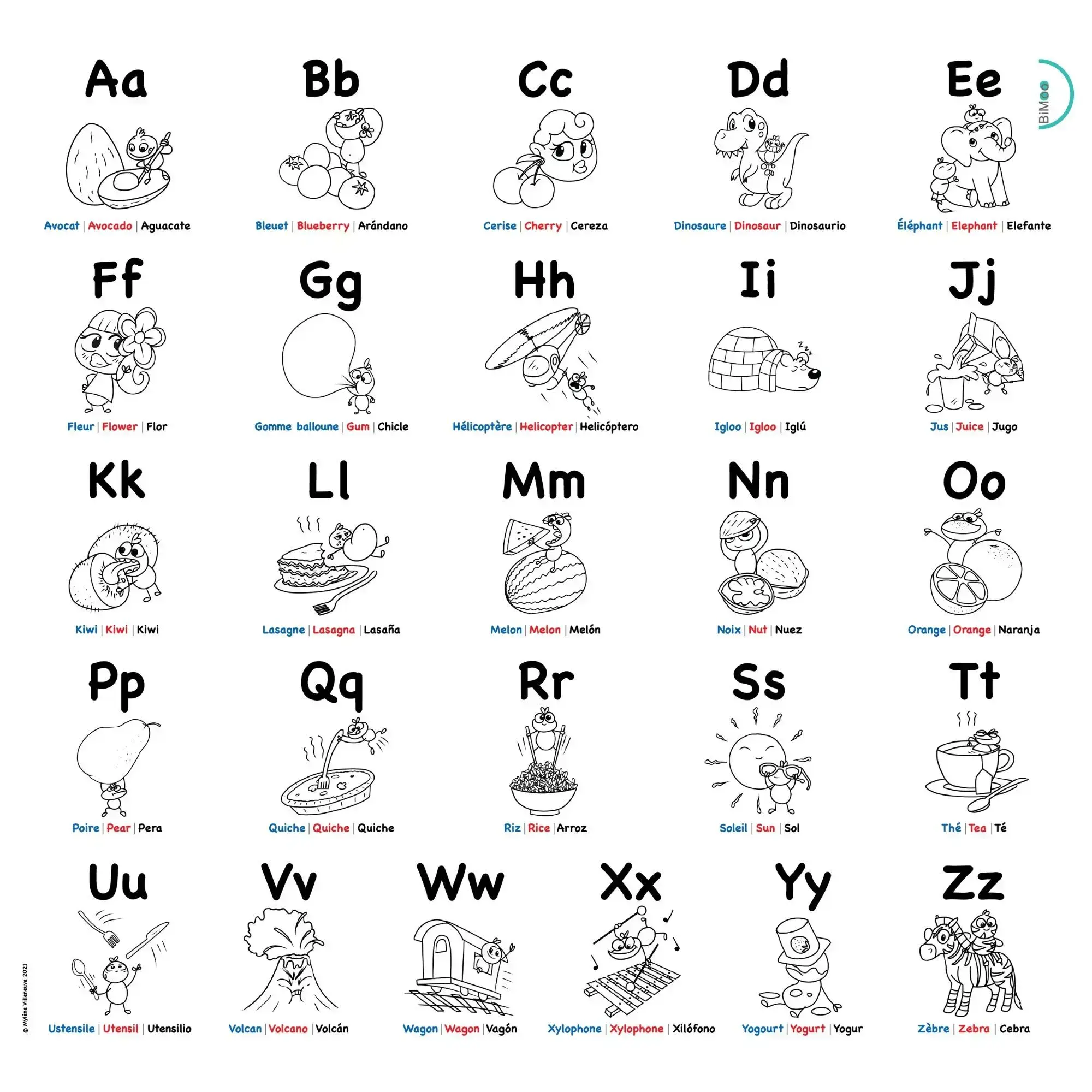 BIMOO NAPPE A COLORIER ALPHABET 45X45 - JEUX ÉDUCATIF - BIMOO