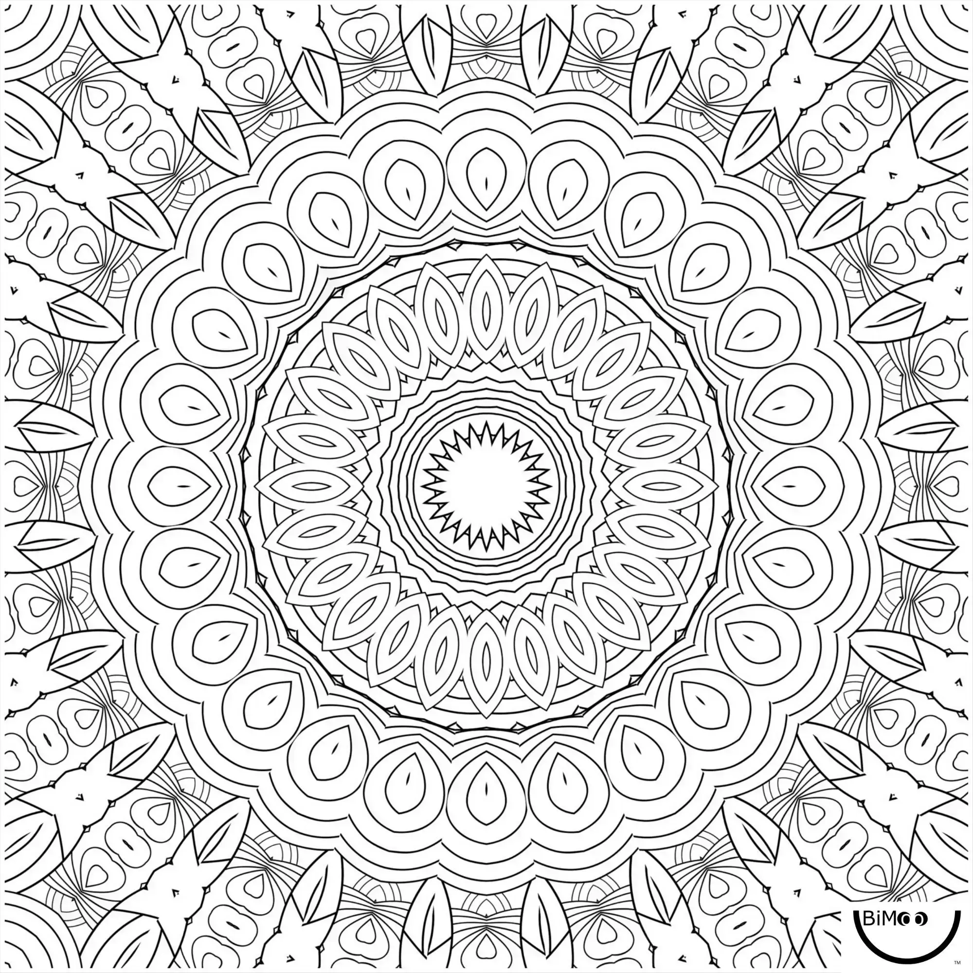 BIMOO NAPPE A COLORIER MANDALA 45X45 - JEUX ÉDUCATIF - BIMOO