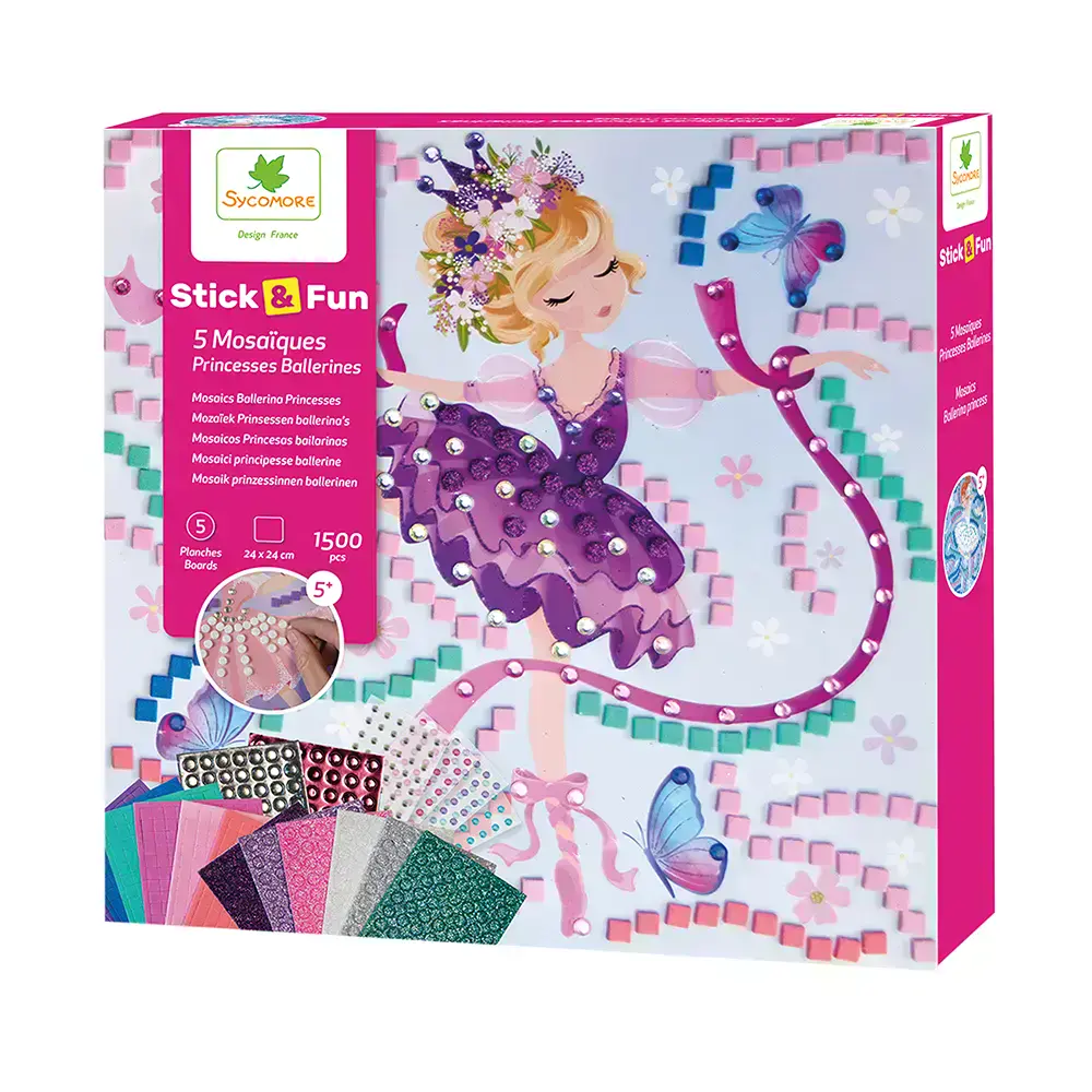STICK'N FUN - MOSAIQUES PRINCESSE BALLER - PROJET DE BRICOLAGE - SYCOMORE