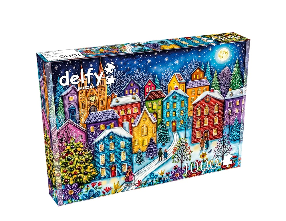 Delfy - Snowy evening village, 1000 pces - 1000 PIÈCES - DELFY