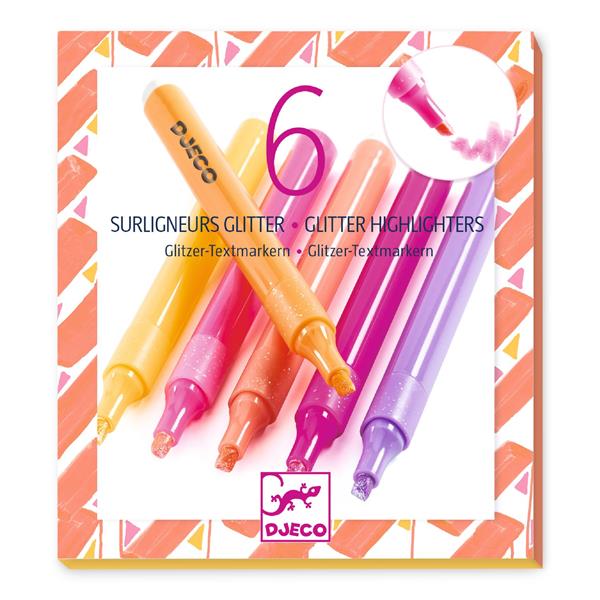 6 surligneurs glitter Pamplemousse - 6 surligneurs glitter Pamplemousse - ILO