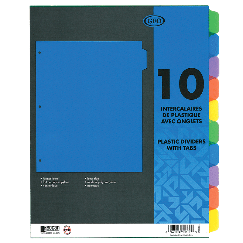 INDEX SEPARATEUR 10 ONGLETS PLAST - - GEOCAN