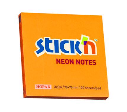 FEUILLETS ADH. 3X3 100 F. NEON ORANGE - PAPETERIE - HOPAX