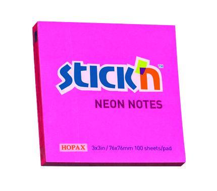 FEUILLETS ADH. 3X3 100F. ROSE NEON - PAPETERIE - HOPAX