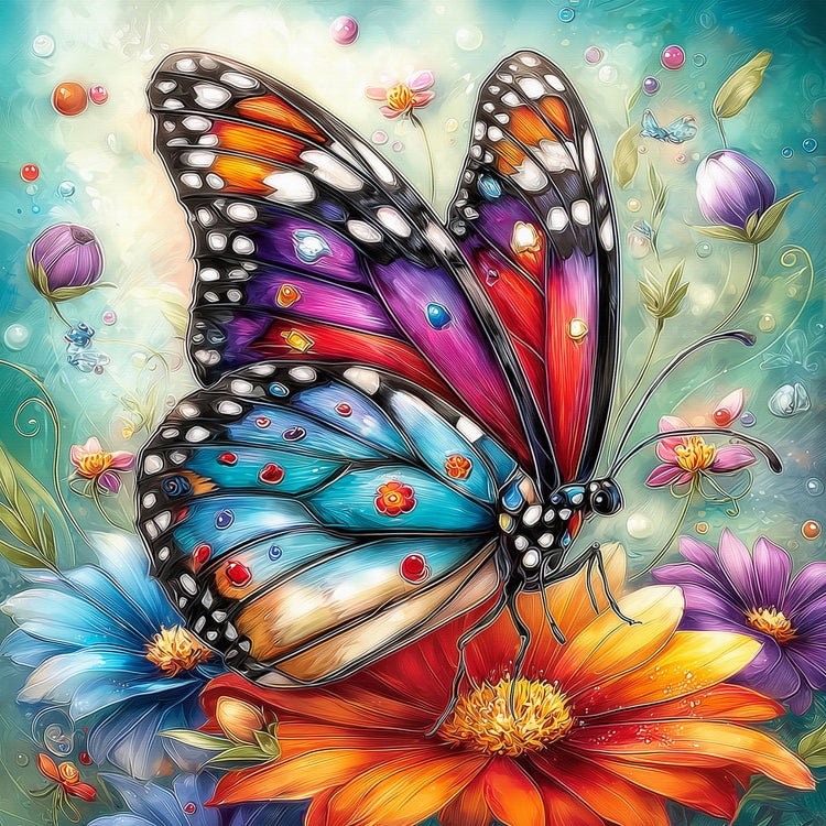 PAPILLON 40 x 40 Broderie de Diamant - PROJET DE BRICOLAGE - JACAROU