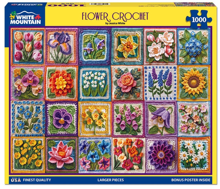 White Mountain - Flower Crochet, 1000pce - 1000 PIÈCES - WHITE MOUNTAIN